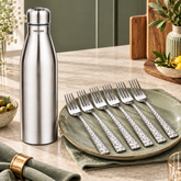 Montavo Bliss Water Bottle & FnS Rhombo Dinner Fork Everyday Essentials Combo