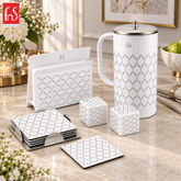 FnS Lecce 4-Pc White Designer Dining Accessory & Pitcher Set