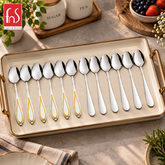 FnS Victoria Tea Spoon & Classic 24K Gold Baby Spoon Combo Set (12 Pcs)