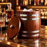 FnS Wooden Finish Stainless Steel Ice Bucket with Lid
