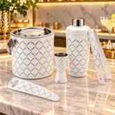 FnS Zurich 5-Pc White Finish Stainless Steel Bar Set