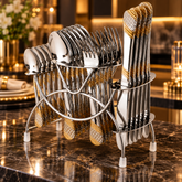 FnS Imperio 24-Pc 24K Gold Plated Stainless Steel Cutlery Set With Stand