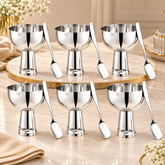 FnS Basil Stainless Steel Ice Cream Bowl & Spoon Set of 6