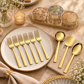 Montavo Alexa Gold Dinner Fork & Serving Set Combo (9 Pcs)