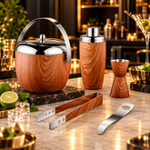 FnS 5-Pc Wooden Finish Stainless Steel Bar Set