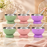 FnS Mellora 6-Pc Multicolour Stainless Steel Dessert Bowl & Spoon Set