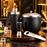 FnS 5-Pc Black Finish Stainless Steel Bar Set