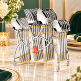 FnS Celebration 24-Pc 24K Gold Plated Cutlery Set with Stand