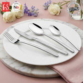 Chef Vicky Ratnani's Signature Collection By FnS Thames Stainless Steel 24 Pcs Cutlery Set with Box Pack | 6 Dinner Spoon, 6 Dinner Fork, 6 Dinner Knife/Butter Knife, 6 Teaspoon | Premium modern minimalism Handle Design Cutlery for Home, Dining & Kitchen