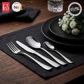 Chef Vicky Ratnani's Signature Collection By FnS Nexa Stainless Steel 24 Pcs Cutlery Set with Box Pack | 6 Dinner Spoon, 6 Dinner Fork, 6 Dinner Knife/Butter Knife, 6 Teaspoon | Premium sleek contemporary Handle Design Cutlery for Home, Dining & Kitchen