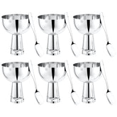 FnS Basil Stainless Steel Ice Cream Bowl Set of 6 with spoons in mirror finish for desserts and serving.