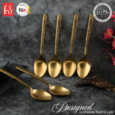 Chef Vicky Ratnani's Signature Collection By FnS Velora Stainless Steel Dessert Spoon 6 Pcs Set | Premium Textured Handle Design Cutlery for Home, Dining & Kitchen