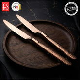 Chef Vicky Ratnani's Signature Collection By FnS Sorrento Rose Gold Dessert Knife/Dinner knife/Butter knife 2 Pcs Set | Premium Textured Handle Design Cutlery for Home, Dining & Kitchen