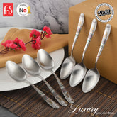 Chef Vicky Ratnani's Signature Collection By FnS Wales Stainless Steel Dessert Spoon 6 Pcs Set | Premium artistic & contemporary craftsmanship detailing Handle Design Cutlery for Home, Dining & Kitchen