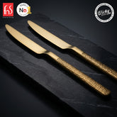 Chef Vicky Ratnani's Signature Collection By FnS Velora Dessert Knife/Dinner knife/Butter knife 2 Pcs Set | Premium Textured Handle Design Cutlery for Home, Dining & Kitchen