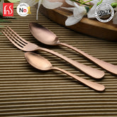 Chef Vicky Ratnani's Signature Collection By FnS Livo Rose Gold Stainless Steel 18 Pcs Cutlery Set with Box Pack | 6 Dinner Spoons, 6 Dinner Forks, 6 Tea Spoons | Premium refined finish Handle Design Cutlery for Home, Dining & Kitchen