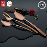 Chef Vicky Ratnani's Signature Collection By FnS Sorrento Rose Gold Stainless Steel 18 Pcs Cutlery Set with Box Pack | 6 Dinner Spoons, 6 Dinner Forks, 6 Tea Spoons | Premium Textured Handle Design Cutlery for Home, Dining & Kitchen