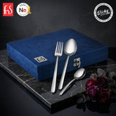 Chef Vicky Ratnani's Signature Collection By FnS Thames Stainless Steel 18 Pcs Cutlery Set with Box Pack | 6 Dinner Spoons, 6 Dinner Forks, 6 Tea Spoons | Premium modern minimalism Handle Design Cutlery for Home, Dining & Kitchen