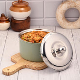 FnS Alwin olive green stainless steel casserole with lid and rice, Available in 850ml, 1600ml, 2200ml, 3000ml