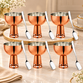 FnS Basil Rose Gold Ice Cream Bowl & Spoon Set of 6