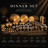 FnS BONBON Stainless Steel Dinner Set (78 Pcs, Rose Gold)