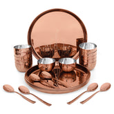 FnS Leheren Rose Gold 24 pcs Stainless Steel Dinner Set (6 Thali, 12 Katori (Bowl), 6 Dinner Spoon)