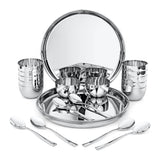 FnS Sovana 24 pcs Stainless Steel Dinner Set (6 Thali, 12 Katori (Bowl), 6 Dinner Spoon)
