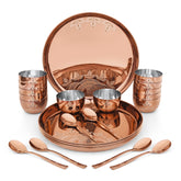 FnS Gond Stainless Steel Rose Gold 24 piece Dinner set with 6 Thali, 12 katoris (bowl) and 6 Spoons
