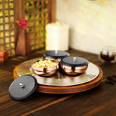 FNS Orbit Stainless Steel Serving Set for Snacks, Dry Fruits, Dessert (Rose Gold)