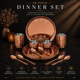 FnS Gond Stainless Steel rose gold dinner set (24 pcs)