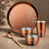 FnS Gond Stainless Steel Rose Gold 5 pcs Dinner Thali Set