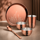 FnS Leheren Stainless Steel Rose Gold 5 pcs Dinner Thali set
