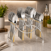 FnS Midas 24 Karat Gold Plated Cutlery Set of 24 pcs with Stand