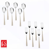 Montavo by FnS Lush 12 Pc Premium Laser Engraving Stainless Steel Cutlery Set (6 Dinner Spoons,6 Dinner Forks)