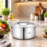FnS NuChef Triply Stainless Steel Casserole 24 cm