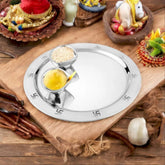 FnS Premium Stainless Steel Pooja Thali Set - 5 Pc Set (Silver) (Pooja Thali)