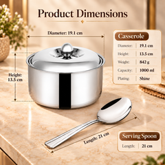 FnS Diva Casserole with Lid & Venice Serving Spoon Combo 1000ml