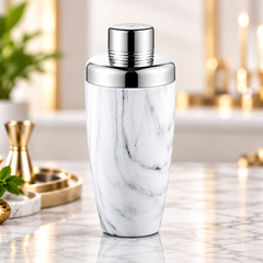 FnS White Marbel Finish Stainless Steel Cocktail Shaker 650 ml