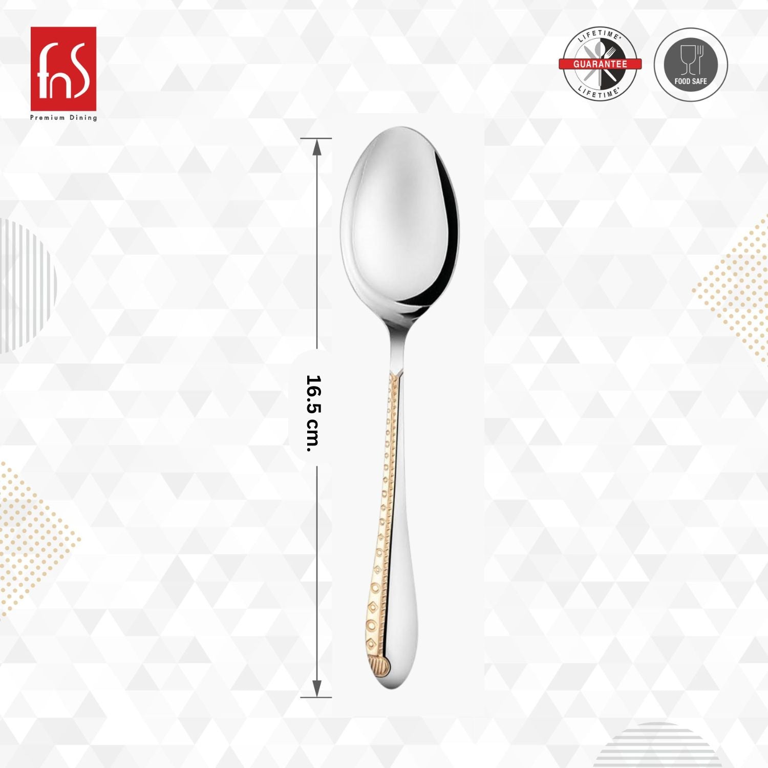 FnS Tivoli Stainless Steel Baby Spoon 24 Karat Gold Plated on Handle (Set of 6)