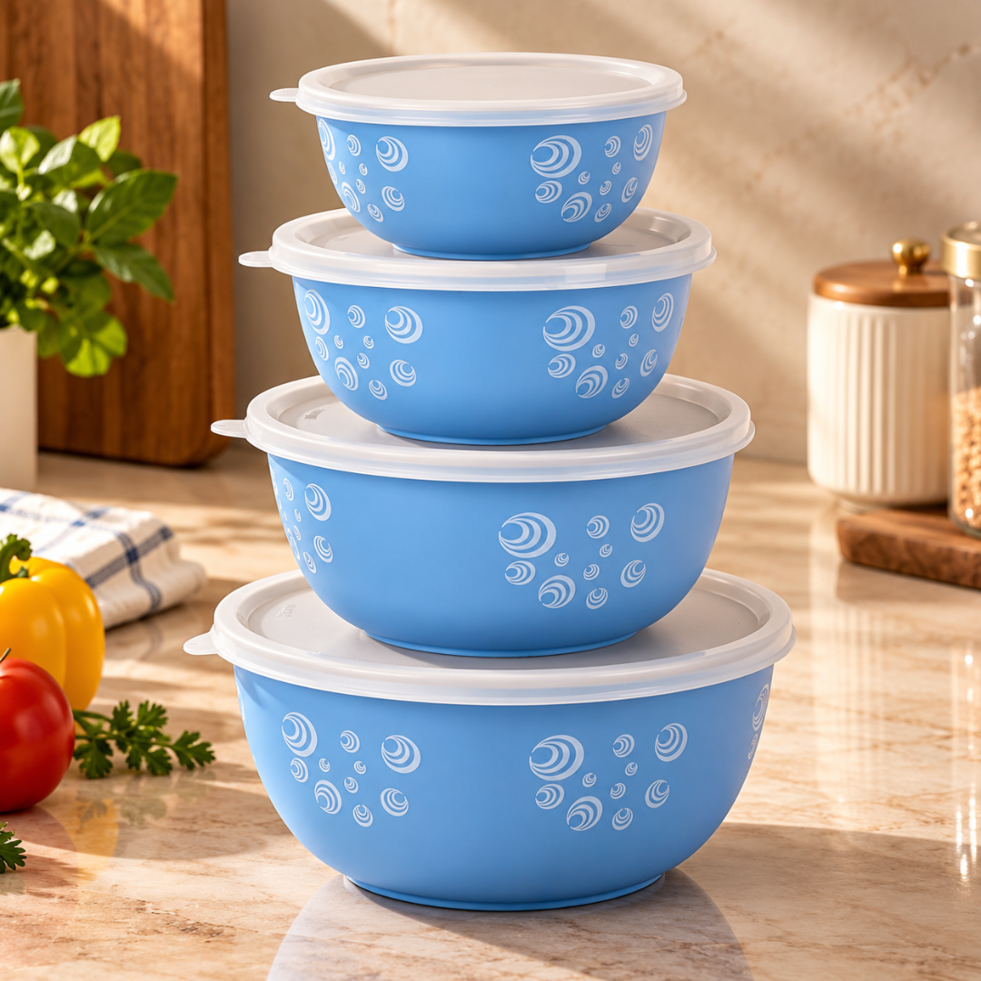 Montavo by FnS 4-Pc Sky Blue Stainless Steel Serving Bowl Set