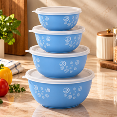 Montavo by FnS 4-Pc Sky Blue Stainless Steel Serving Bowl Set