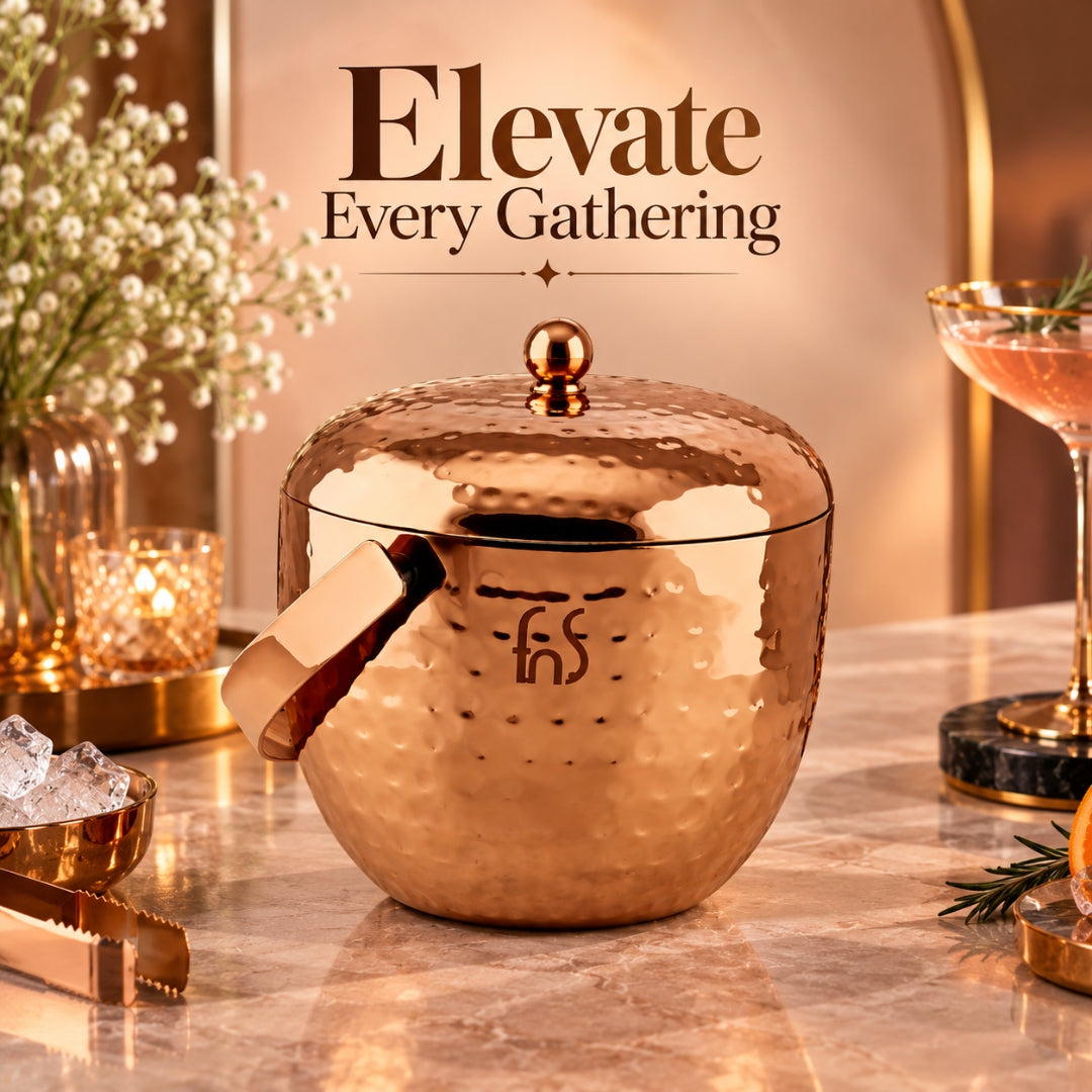 Apple Ice Bucket – Hammered Rose Gold Matt PVD Finish (Stainless Steel)