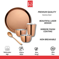 FnS Bon Bon Stainless Steel Rose Gold 5 pcs Dinner Thali Set