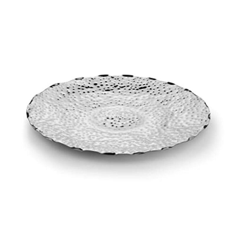 FnS Stainless Steel Round Hammered Reusable Platter (D-38 cm)