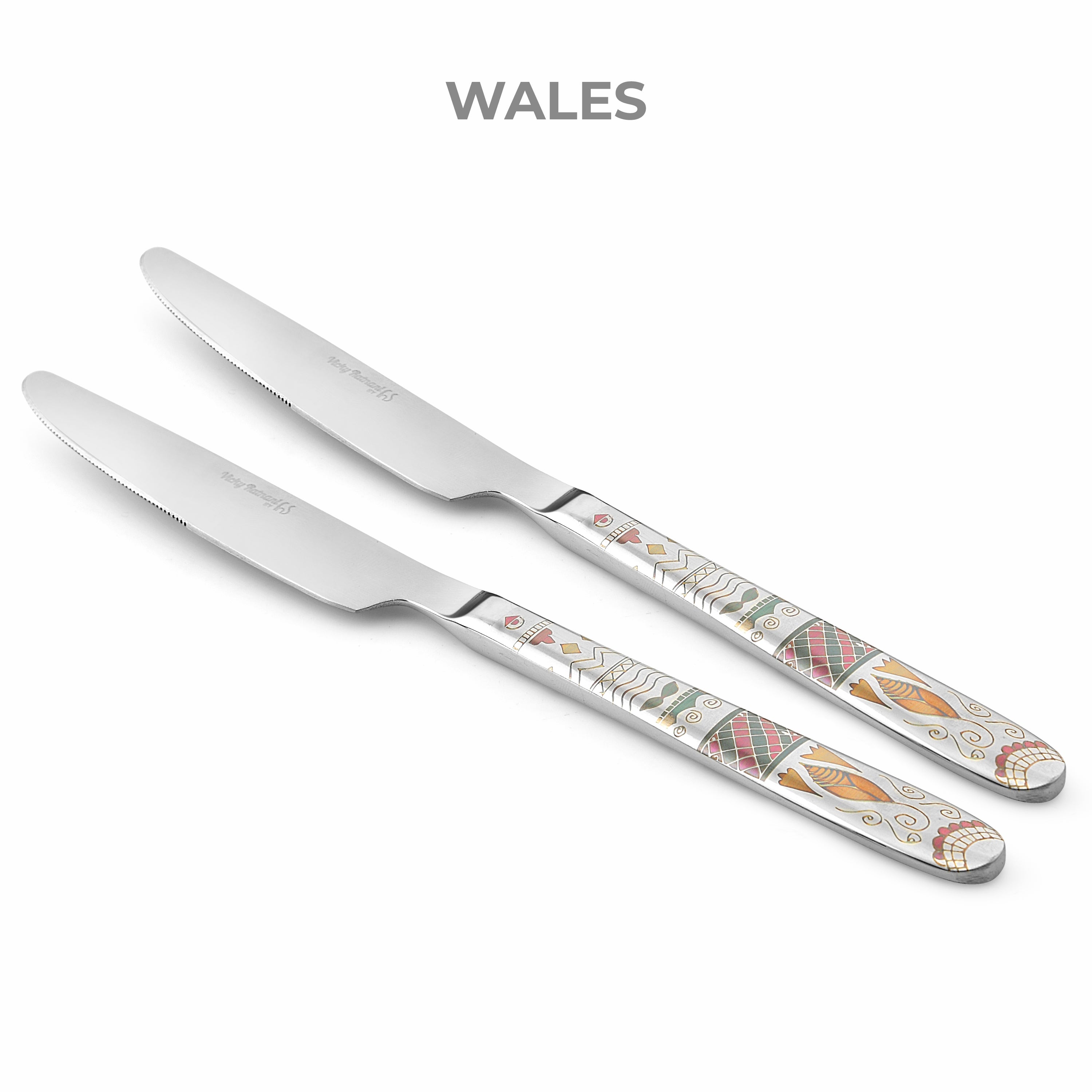 Chef Vicky Ratnani's Signature Collection By FnS Wales Dessert Knife/Dinner knife/Butter knife 2 Pcs Set | Premium artistic & contemporary craftsmanship detailing Handle Design Cutlery for Home, Dining & Kitchen