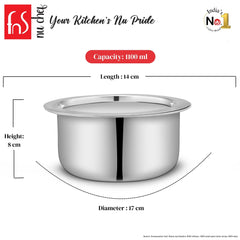 FnS NuChef Cookware Triply Tope 14 CM