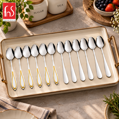 FnS Victoria Tea Spoon & Classic 24K Gold Baby Spoon Combo Set (12 Pcs)