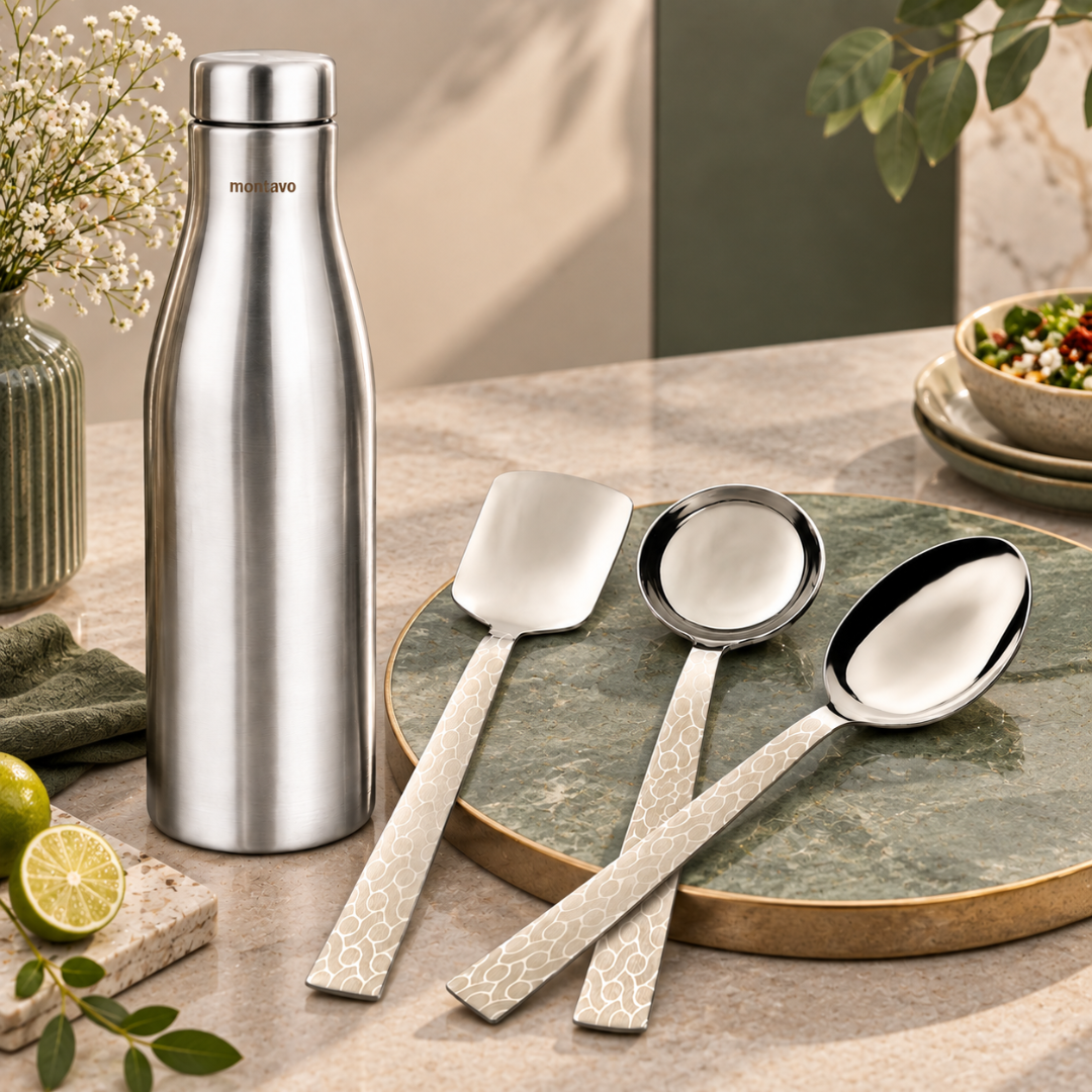 Montavo Purify Water Bottle & Pacific Serving Spoon Set Combo
