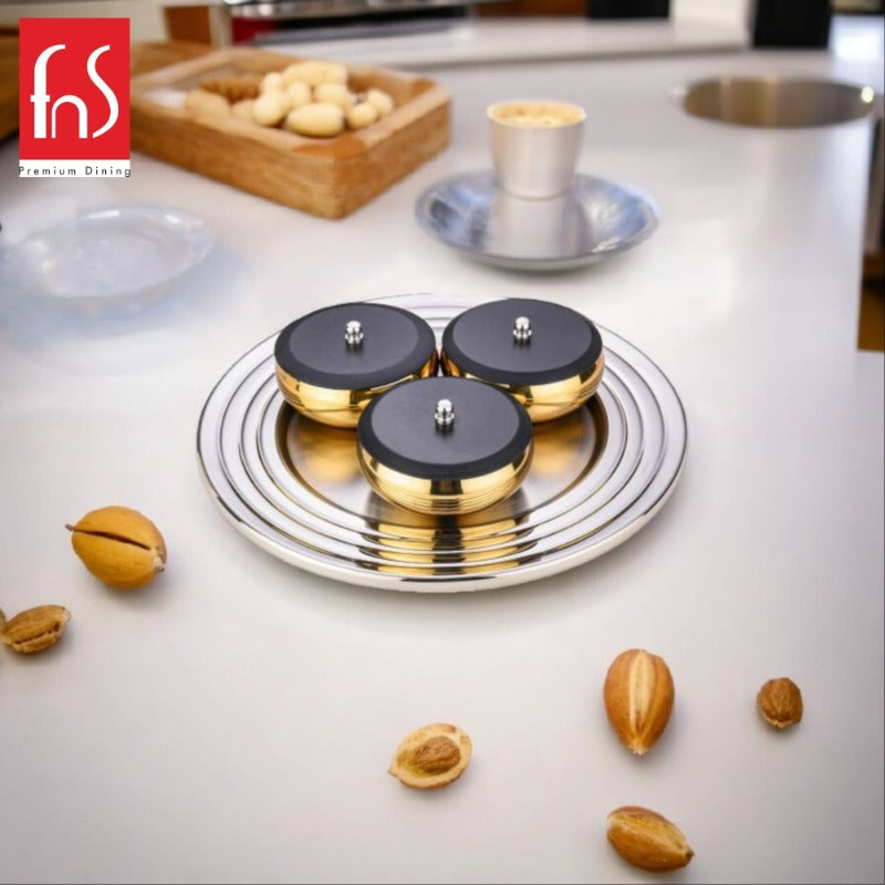 FnS Orbit4 pcs Stainless Steel Serving Set (Gold)