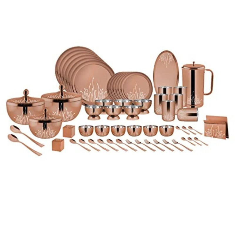 FnS LEHEREN Stainless Steel Rose Gold Dinner Set (78pcs)